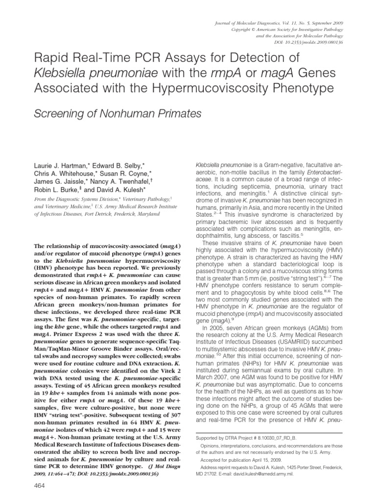Rapid Real Time PCR Assays For Detection of em KL | PDF | Polymerase ...