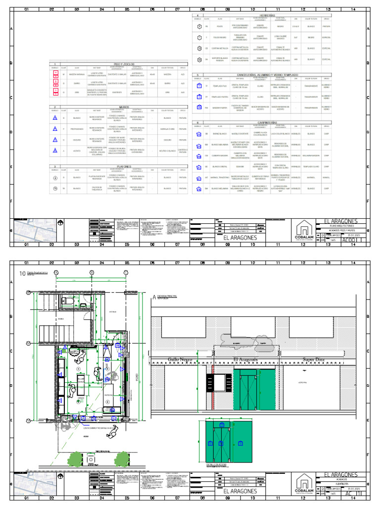 Plano Arquitectónico y Acabados El Aragonés | PDF | Materiales de ...