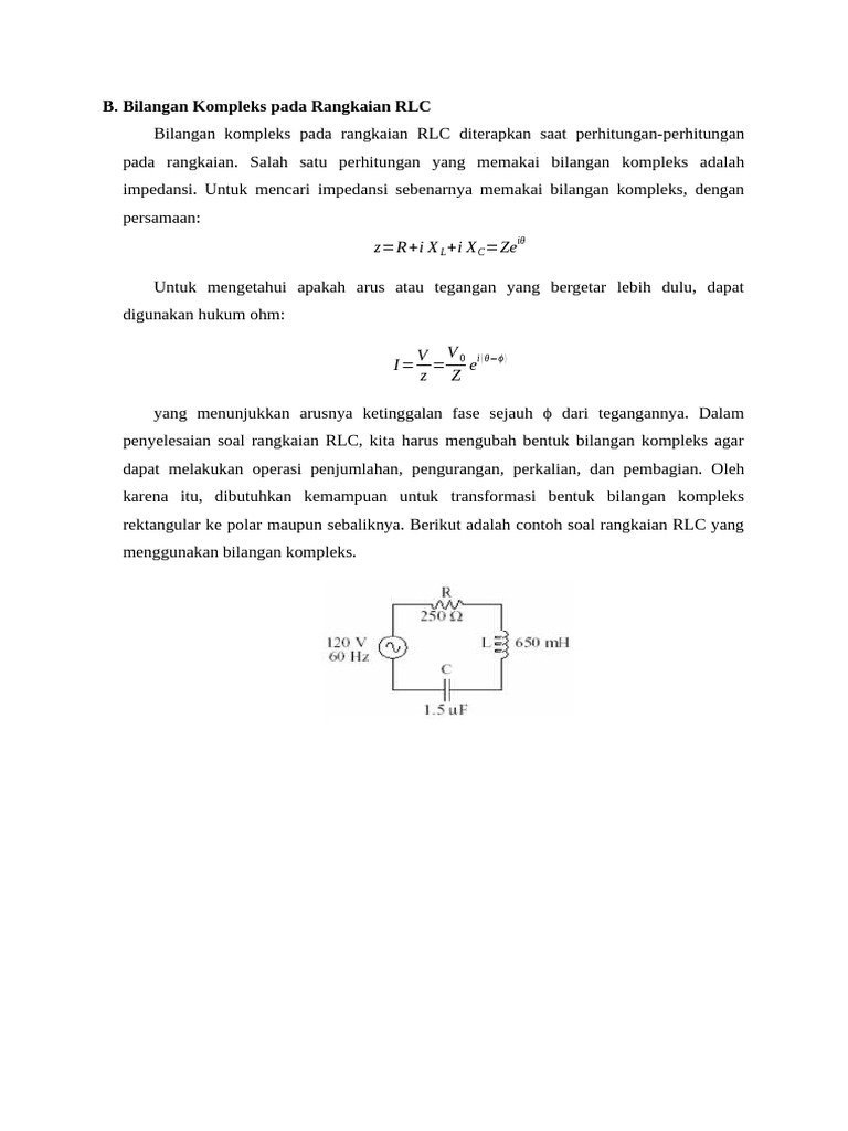Bilangan Kompleks dalam Rangkaian RLC | PDF