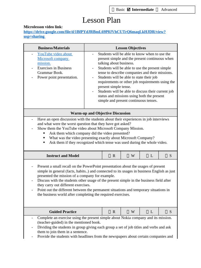 Grammar Lesson Plan | PDF | Language Families | Languages