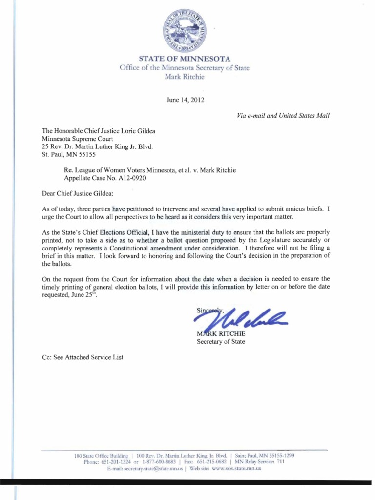 Minnesota Election Case Intervention Update | PDF | Government | The ...