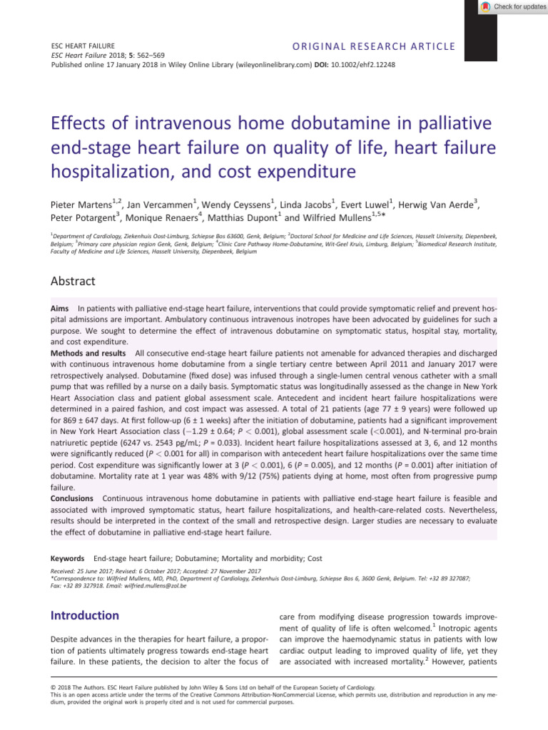 ESC Heart Failure - 2018 - Martens - Effects of Intravenous Home ...