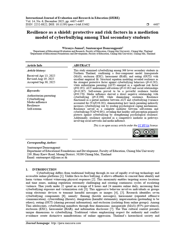 Resilience as a shield: protective and risk factors in a mediation ...