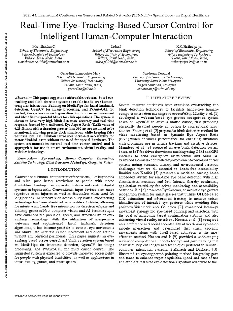 Eye-Tracking Cursor Control System | PDF | Cursor (User Interface ...