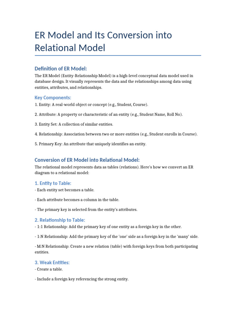 ER Model and Conversion | PDF