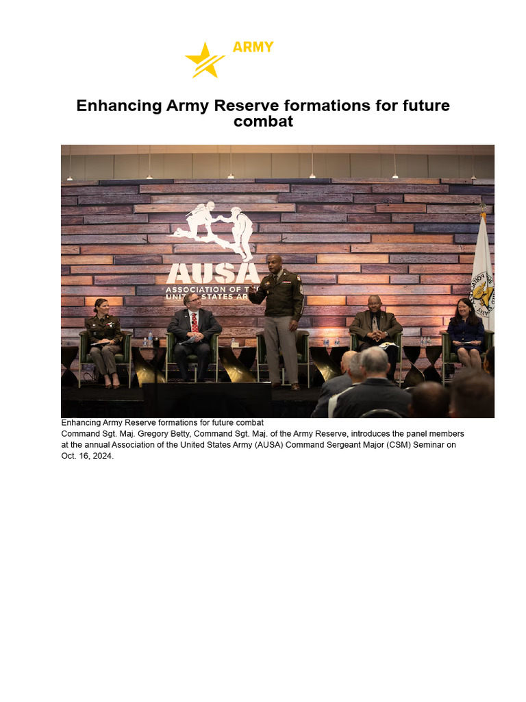 Future Combat Readiness in Army Reserve | PDF | United States Army ...