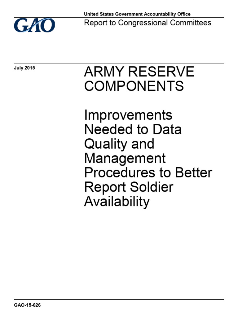 Army Reserve Data Quality Improvements | PDF | United States Army ...