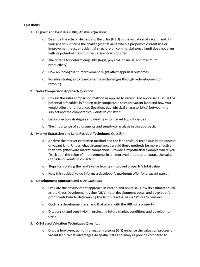 Questions Highest and Best Use (HBU) Analysis | PDF | Real Estate ...