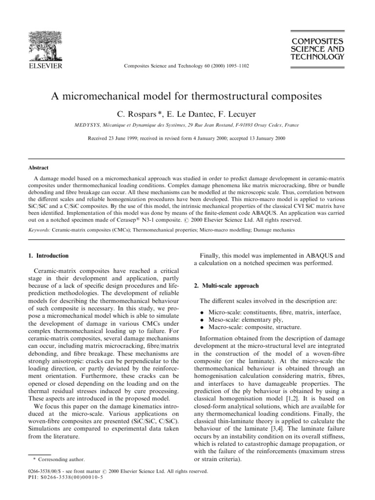 Micromechanical Damage Model for CMCs | PDF | Composite Material | Fracture