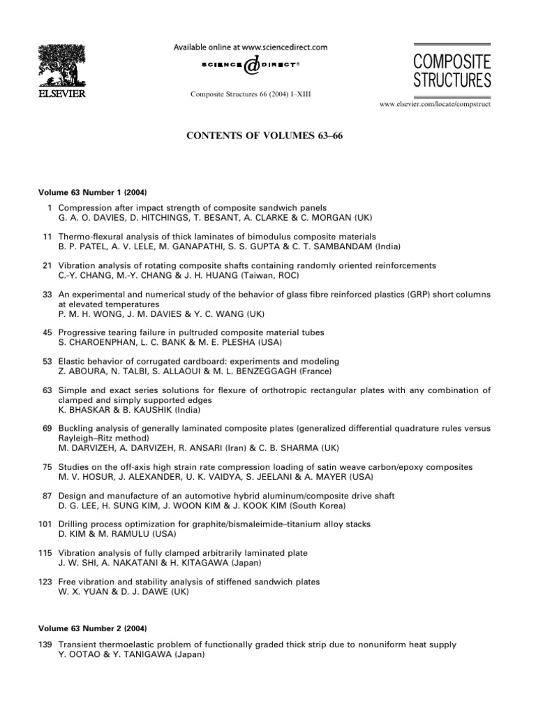 Contents of Volumes 63-66-2004 Composite Structures | PDF | Composite ...