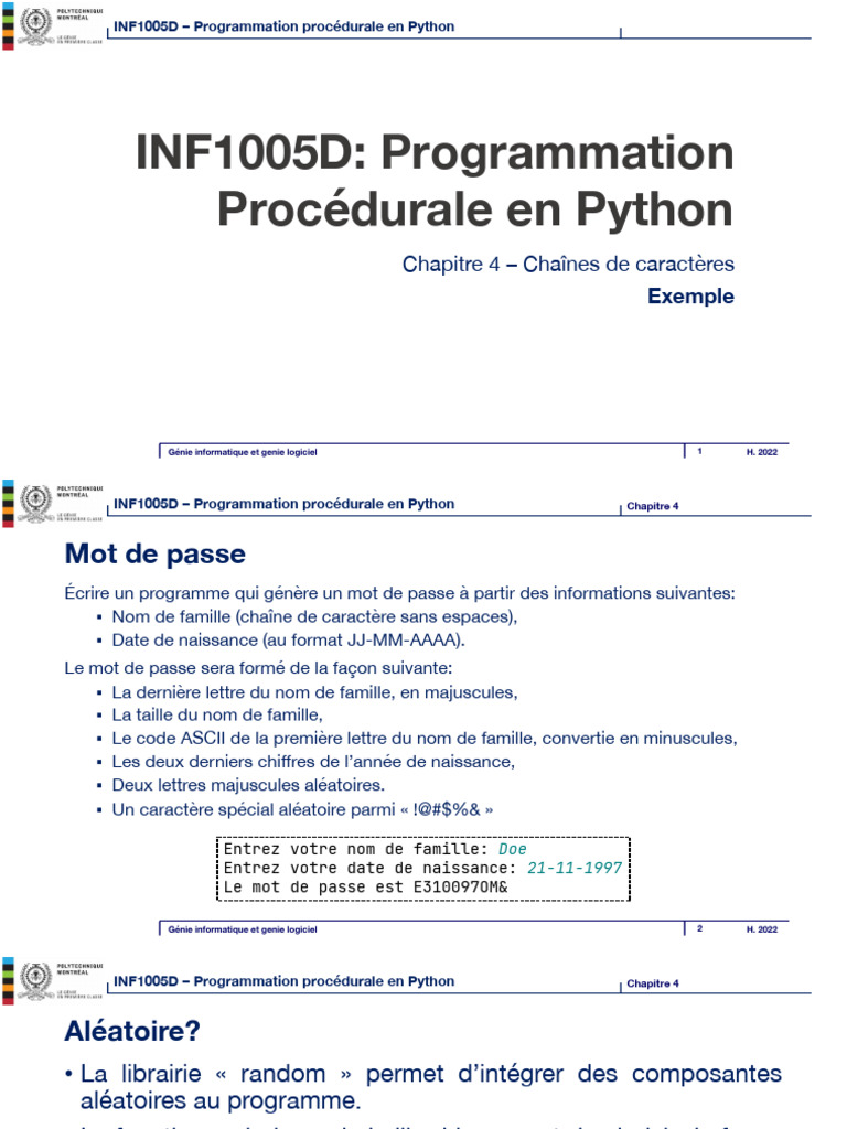 Génération de mots de passe en Python | PDF | Python (Langage de ...