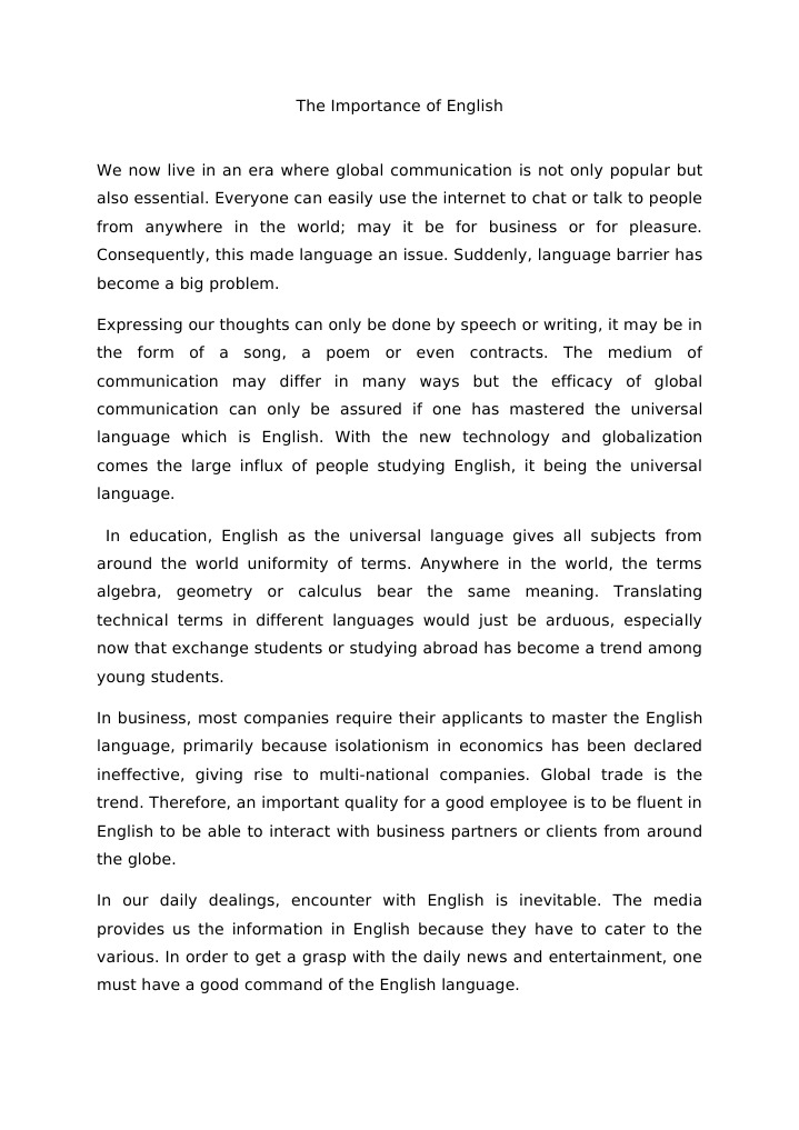 Importance of English | PDF