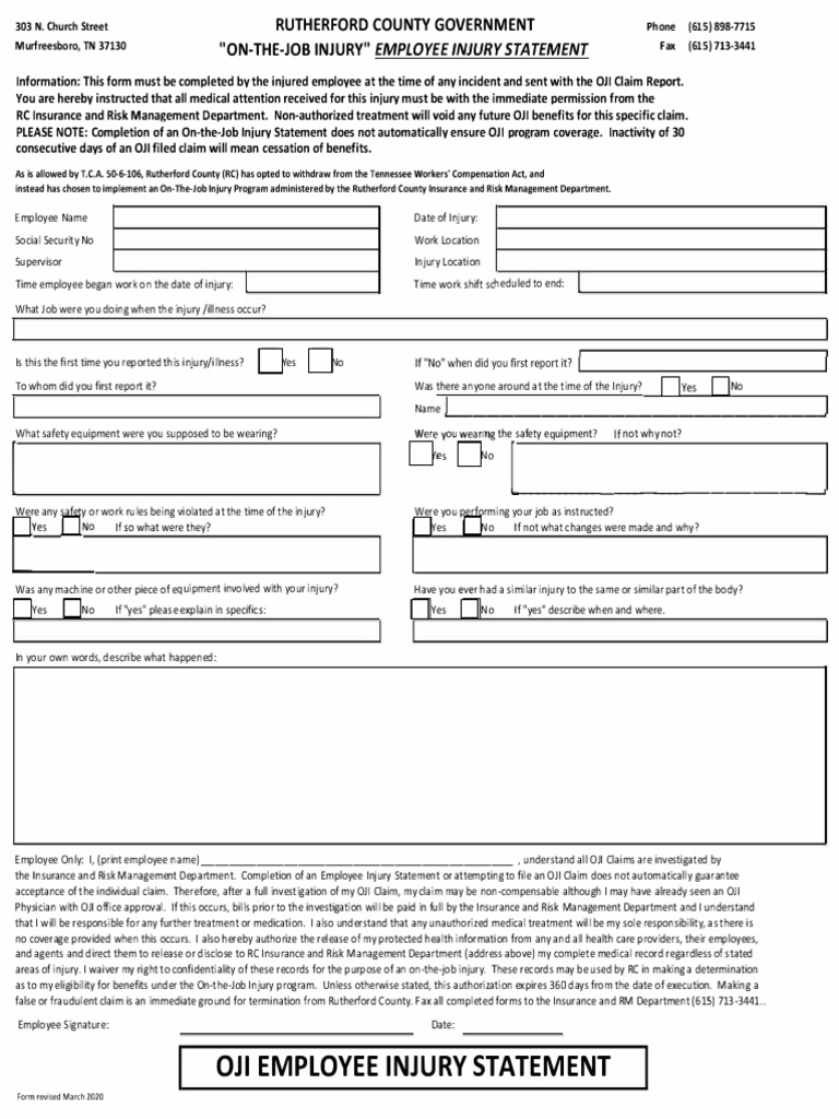 OJI Employee Injury Statement(1) | PDF