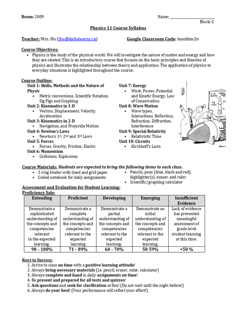 Physics 11 Course Syllabus Overview | PDF | Force | Special Relativity