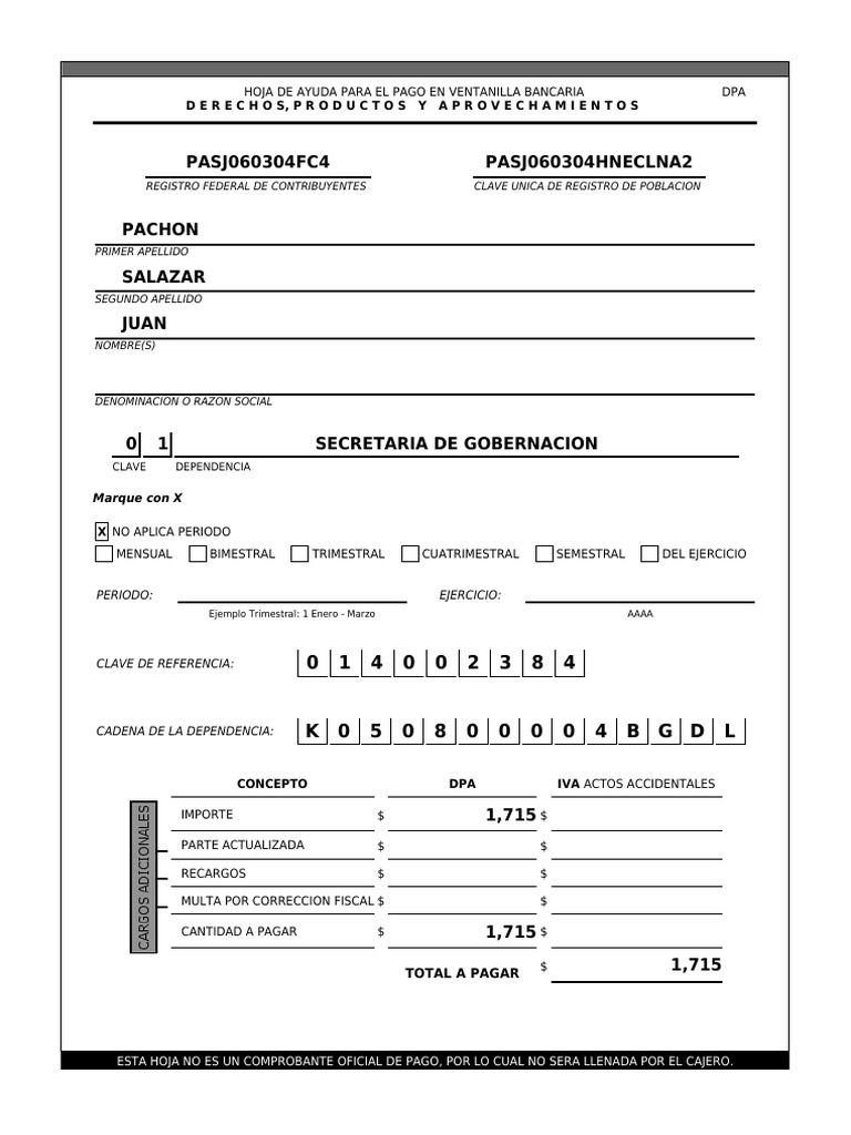 Guía de Pago en Ventanilla Bancaria | PDF