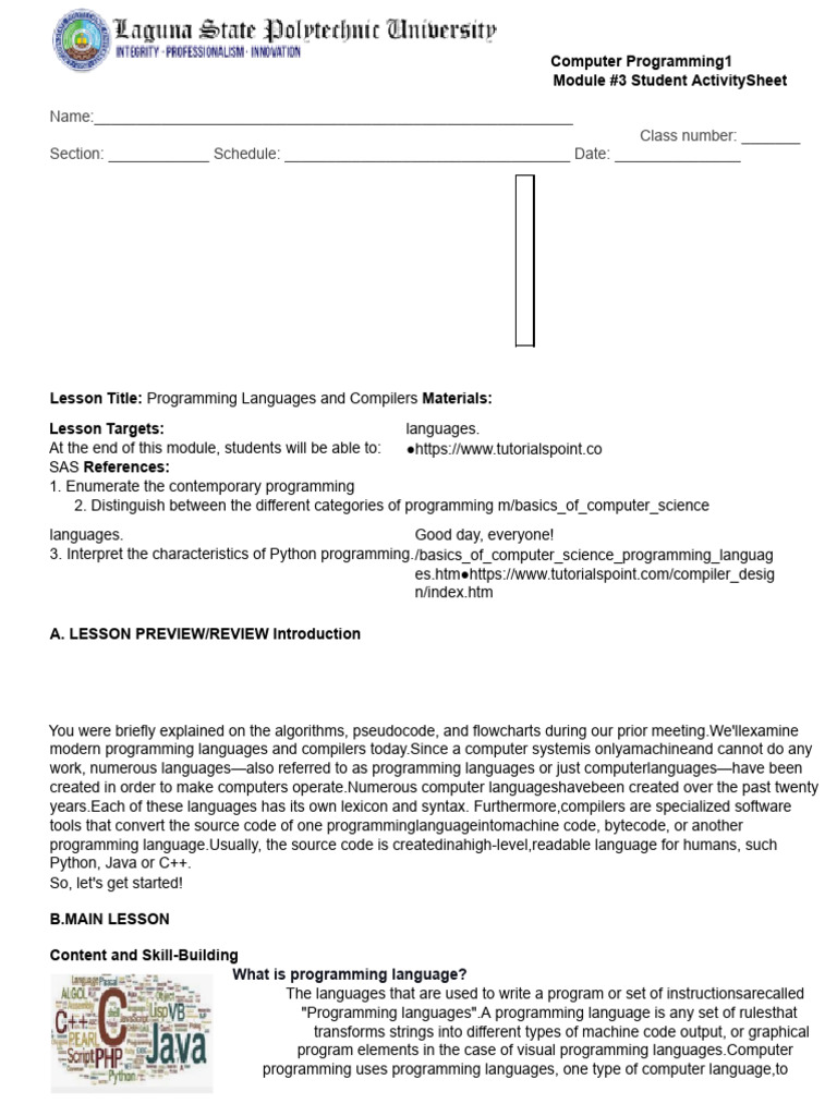 Overview of Programming Languages and Compilers | PDF | Computer ...
