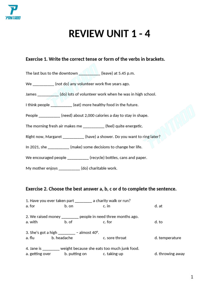 Review Unit 1 - 4 - Homework | PDF