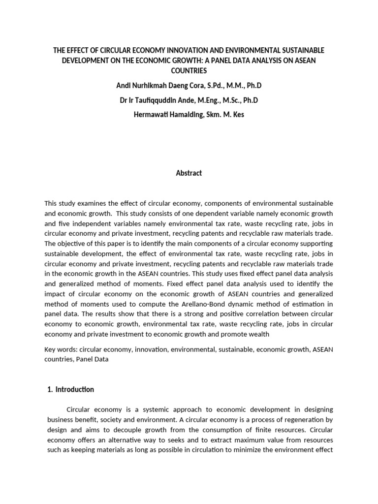 Circular Economy's Impact on ASEAN Growth | PDF | Economic Growth ...