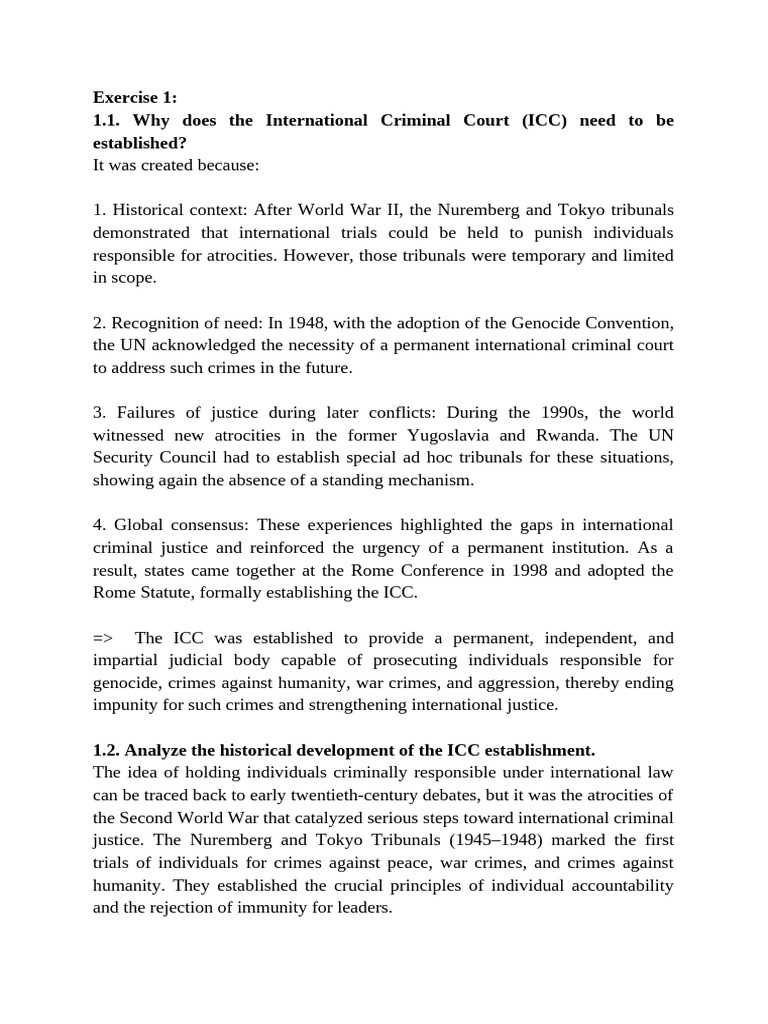 History and Role of the ICC Explained | PDF | International Criminal ...