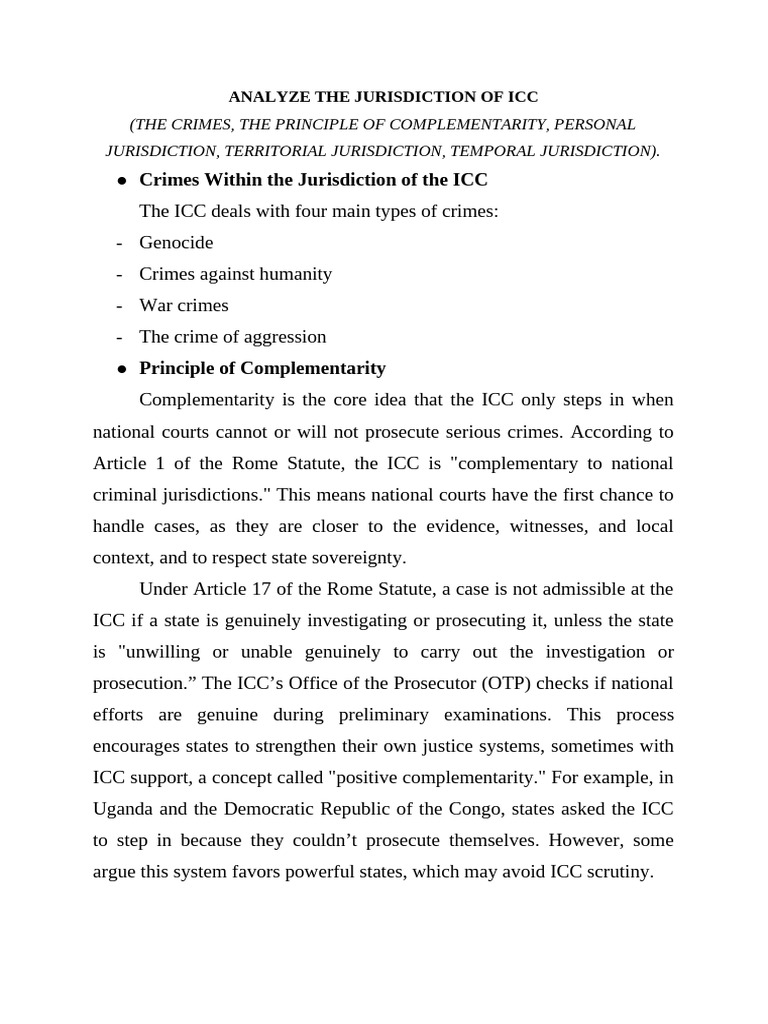 ICC Jurisdiction: Crimes and Principles | PDF | International Criminal ...