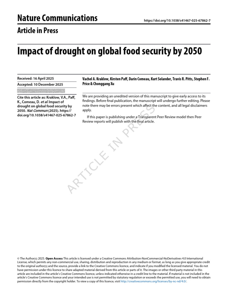 Drought's Impact on Food Security by 2050 | PDF | Drought | Food Security