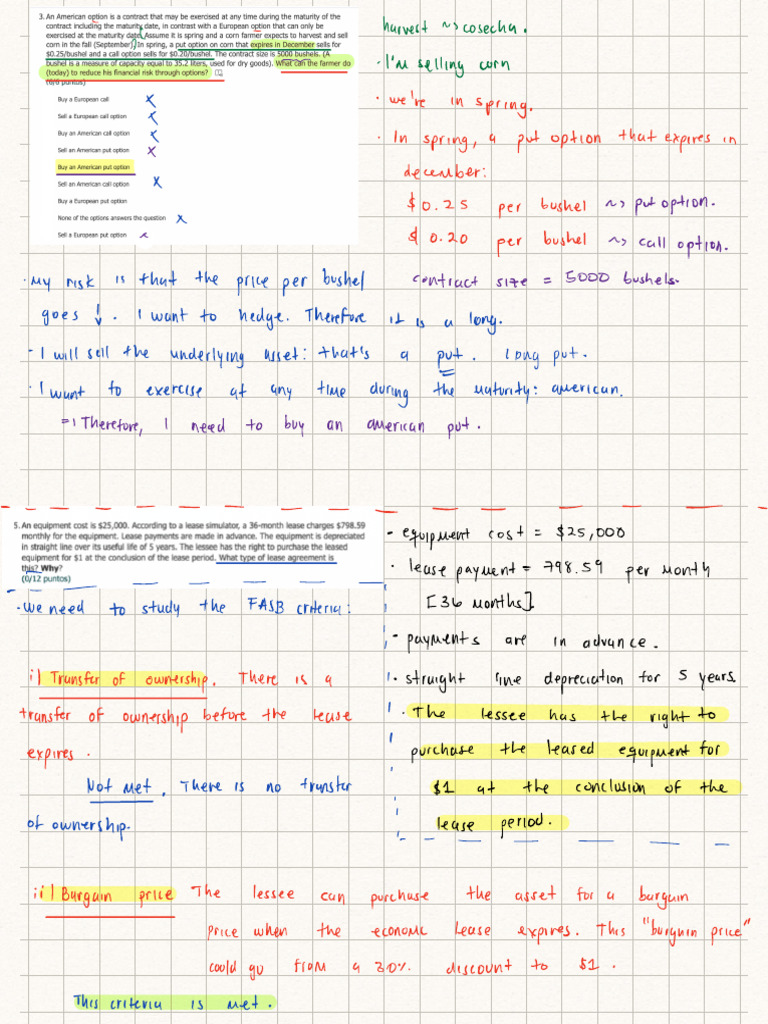 Leasing and Derivatives Exercises | PDF