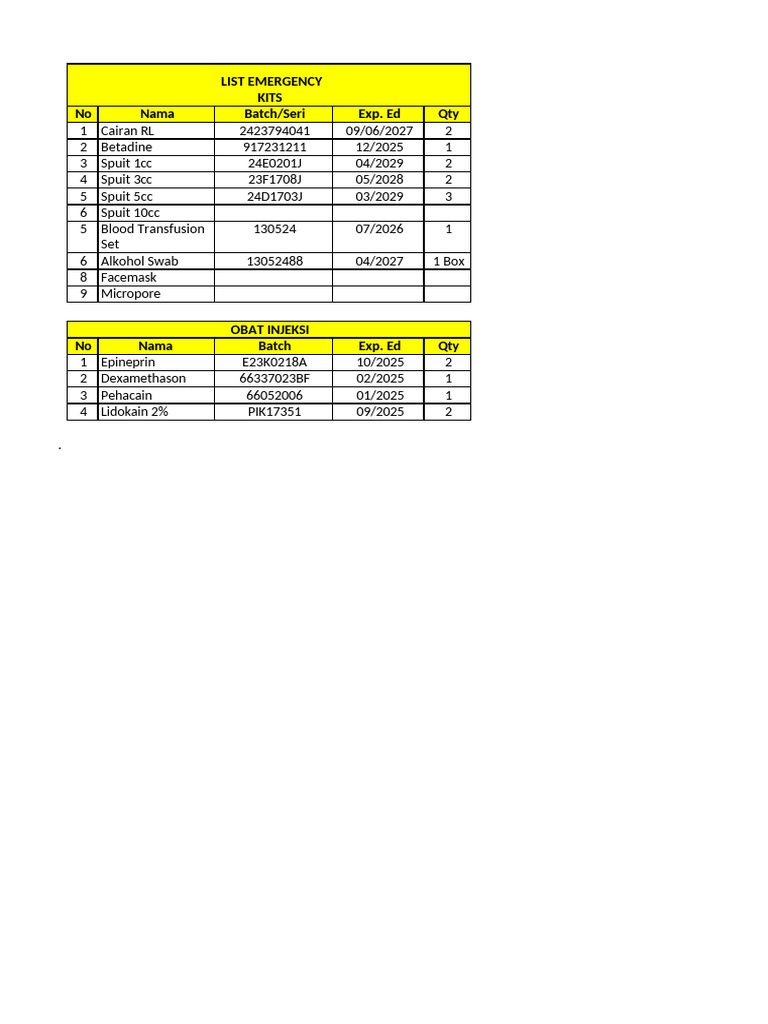 Emergency Kit Inventory List | PDF