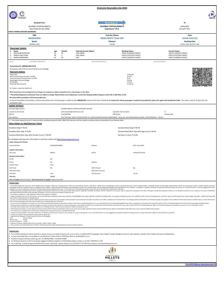 Passenger Booking and Payment Details | PDF | Identity Document