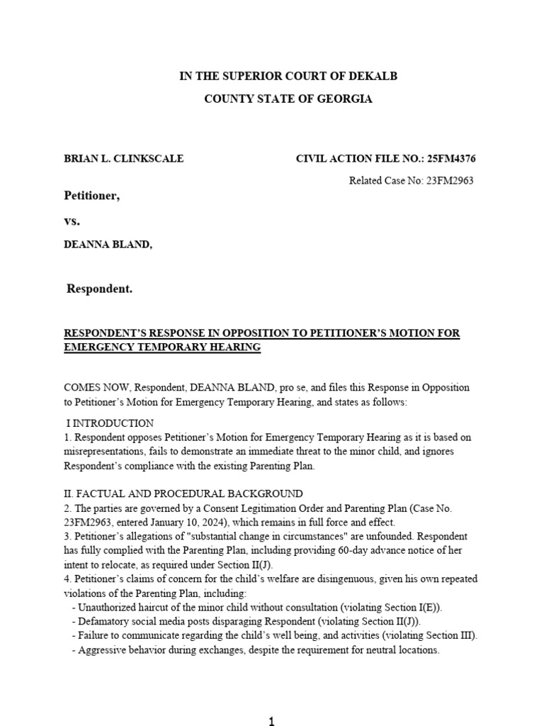 Response To Motion For Emergency Hearing 2 | PDF | Common Law | Public Law