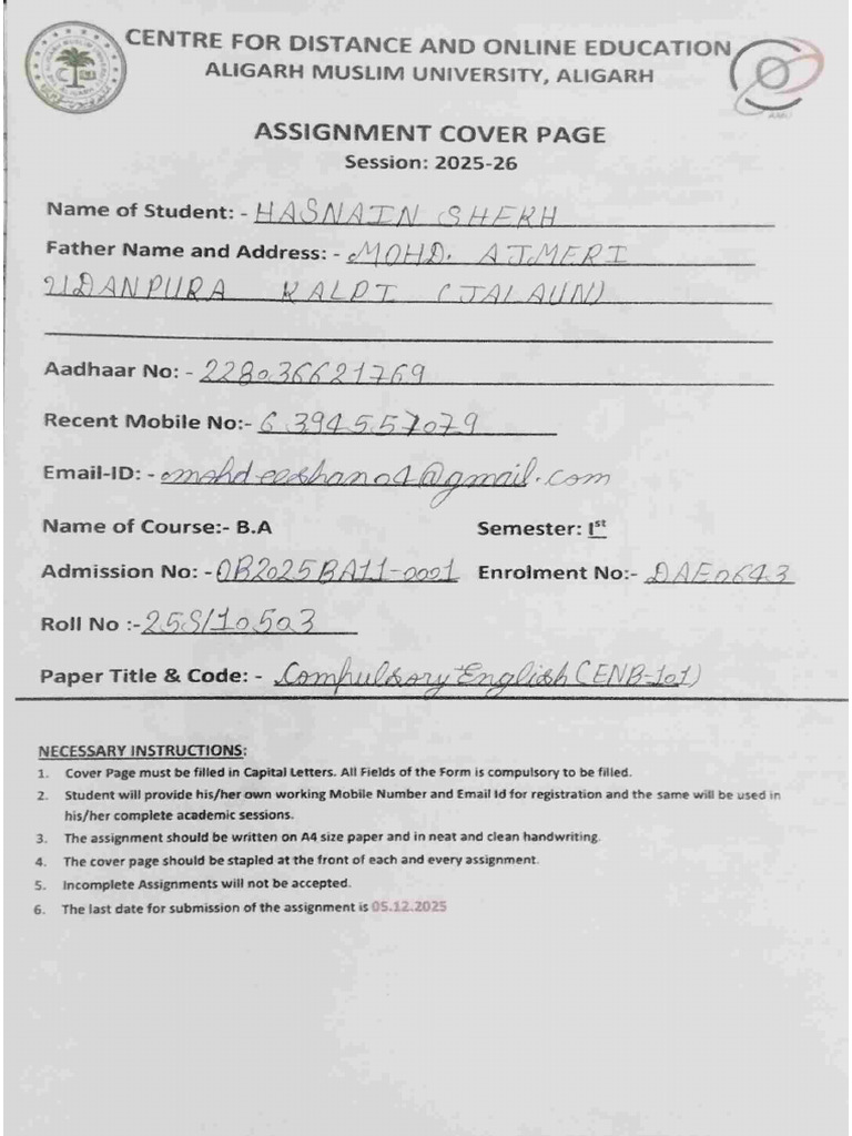 Compulsary English Assignment | PDF