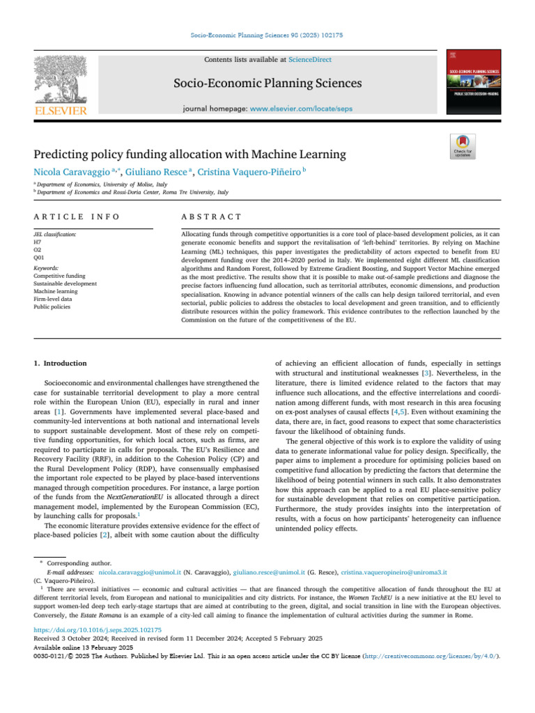 Predicting policy funding allocation with Machine Learning | PDF ...