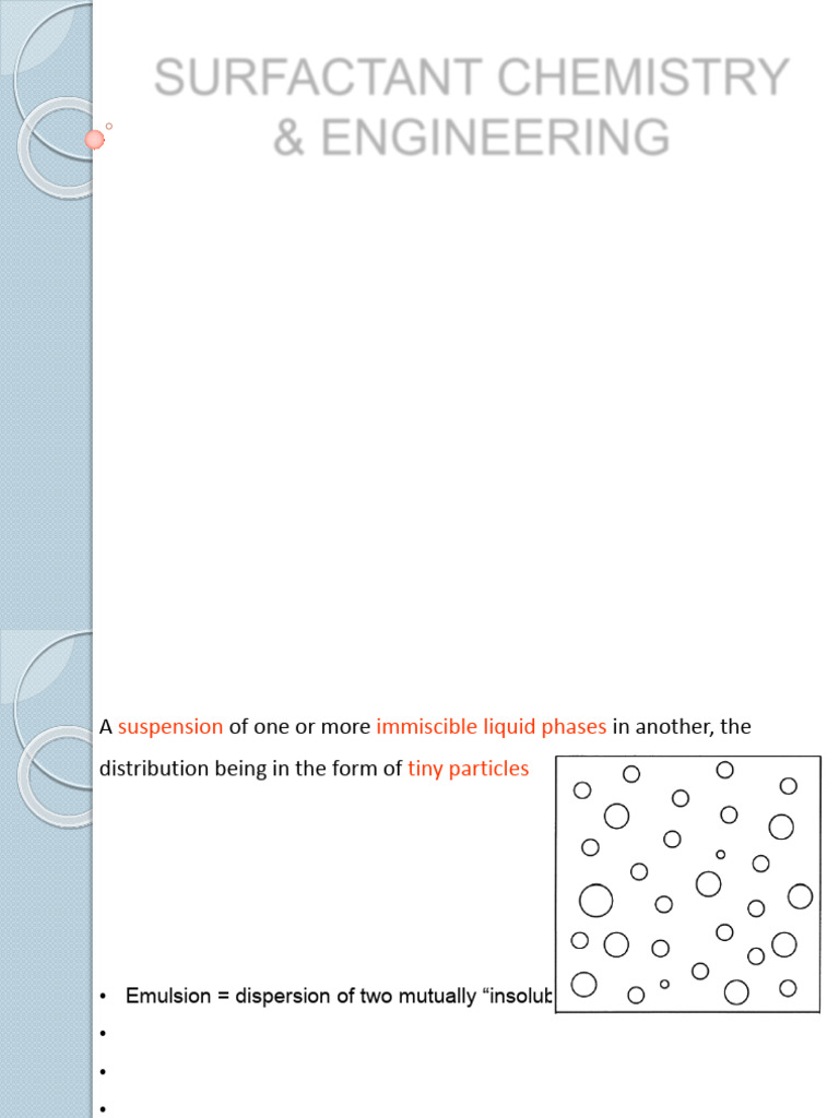 Surfactants and Emulsions Overview | PDF | Emulsion | Colloid