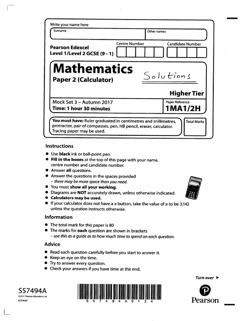 Gcse Mock Set 3 p2h Sol | PDF