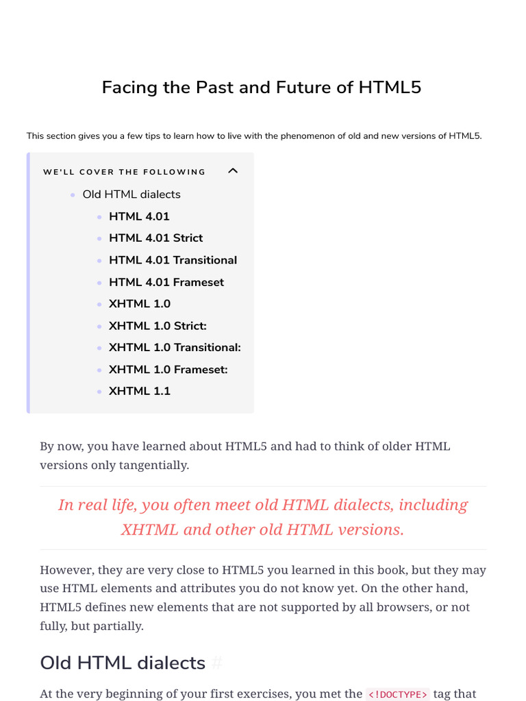Understanding Old HTML Dialects | PDF | Html | Html Element
