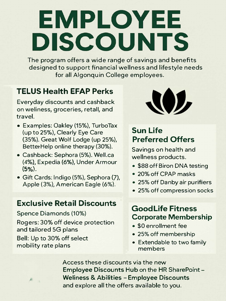 Algonquin College Employee Discounts Guide | PDF