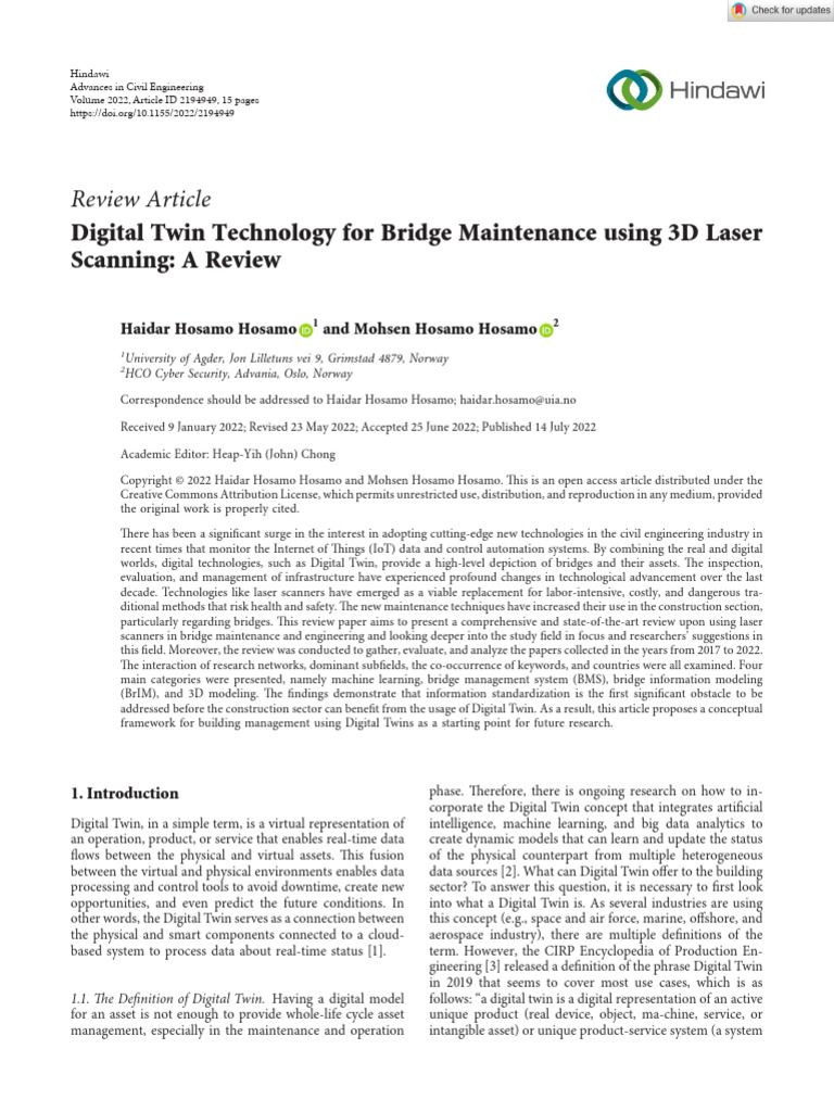 Digital Twin for Bridge Maintenance Review | PDF | Building Information ...