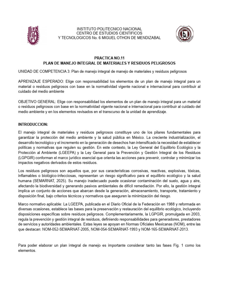 Practica 11 Mimr | PDF | Residuos peligrosos | Residuos