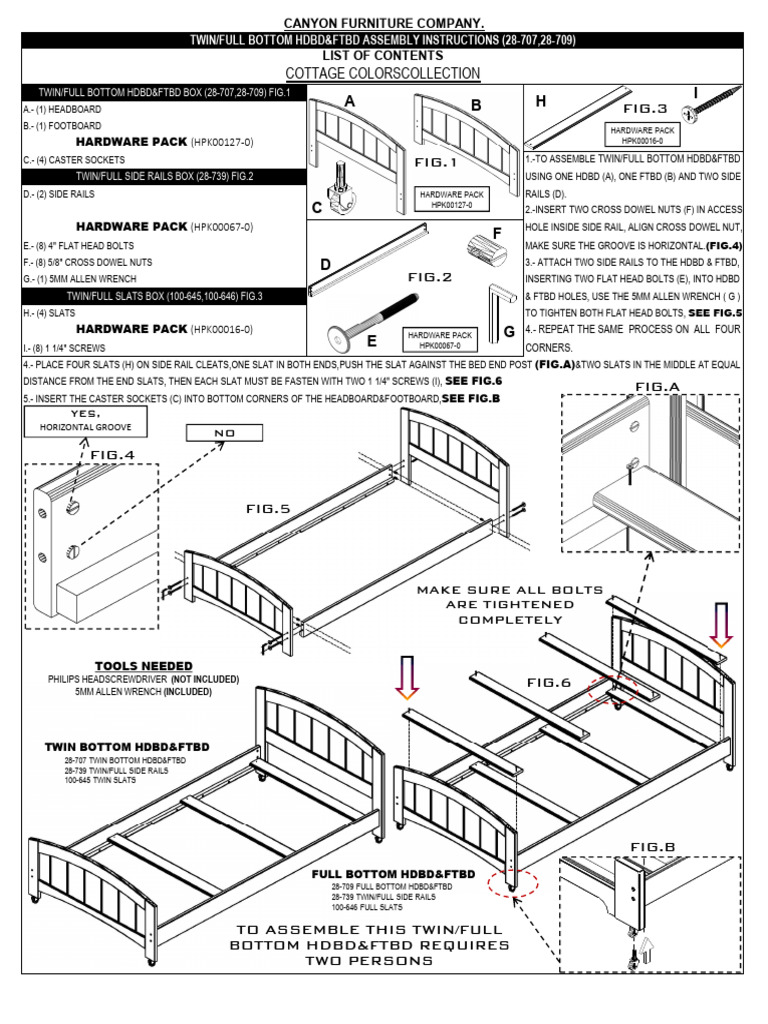 Twin/Full Bed Assembly Instructions | PDF | Metalworking