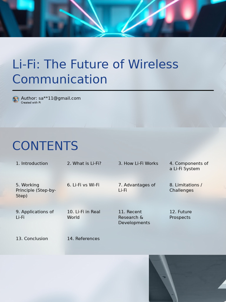 Li-Fi: Next-Gen Wireless Communication | PDF | Telecommunications ...