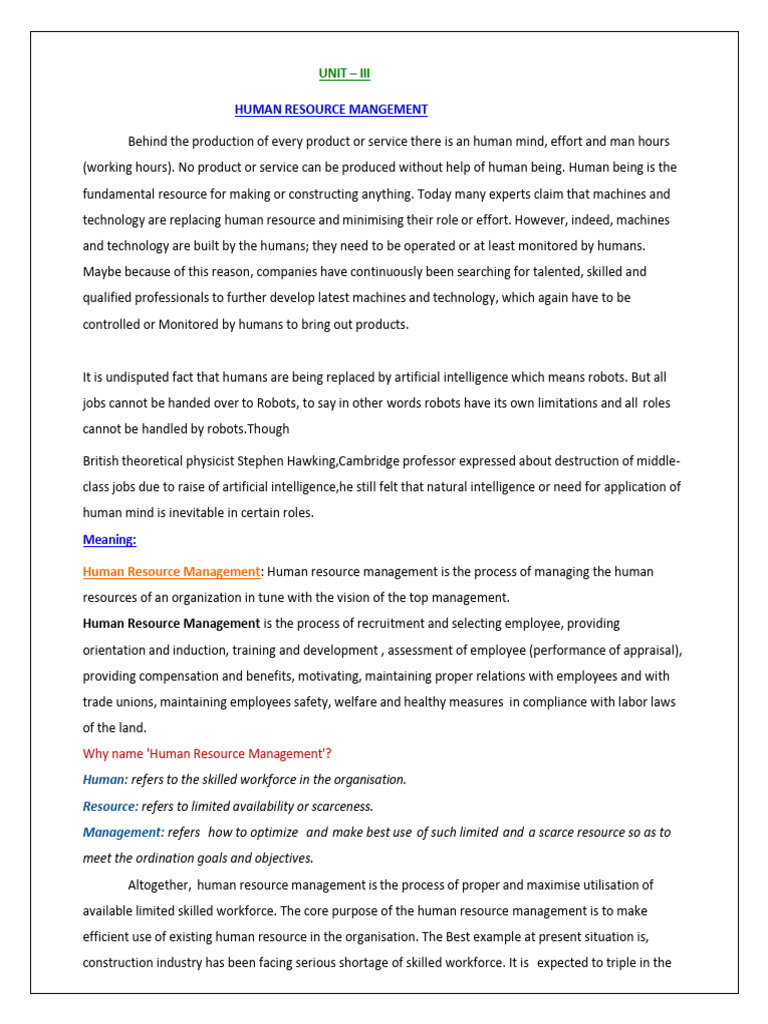 Understanding Human Resource Management | PDF | Human Resource ...