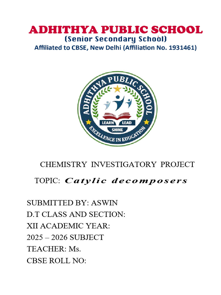 Aswin Che Pro Final-2 | PDF | Catalysis | Hydrogen Peroxide