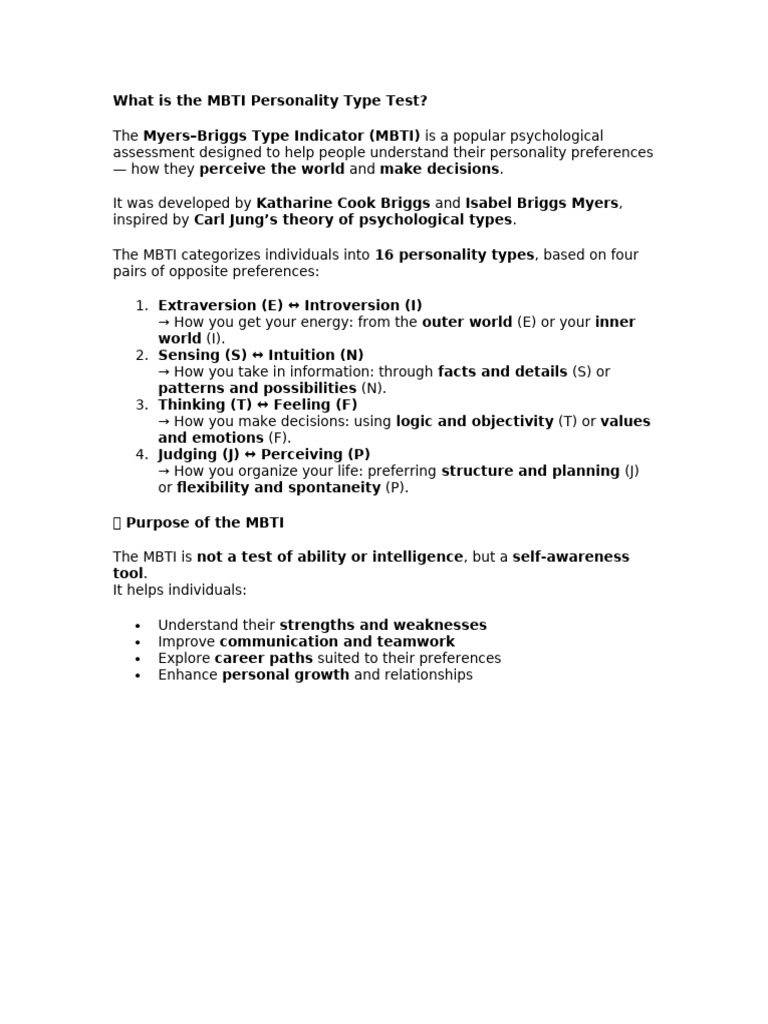 Understanding the MBTI Personality Test | PDF | Personality Type ...