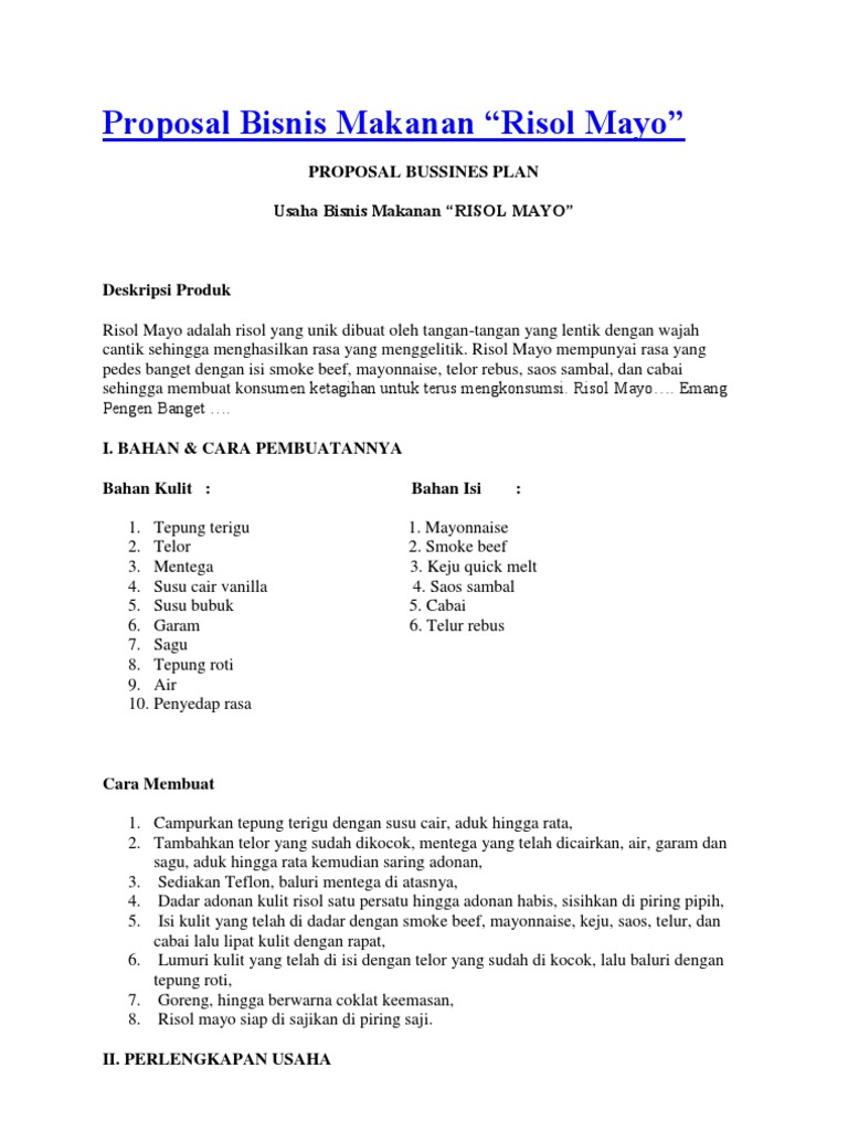 business plan makanan pdf