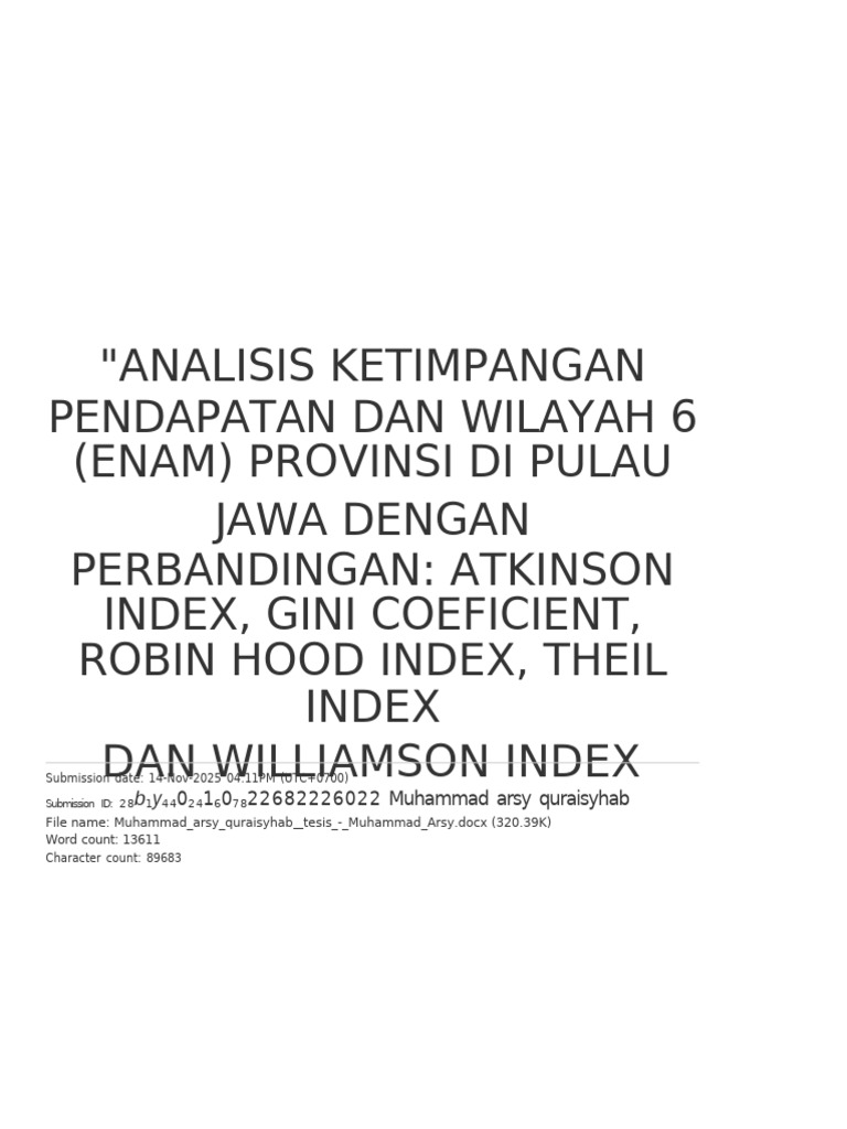 Analisis Ketimpangan Pendapatan Dan Wilayah 6 (Enam) Provinsi Di Pulau ...