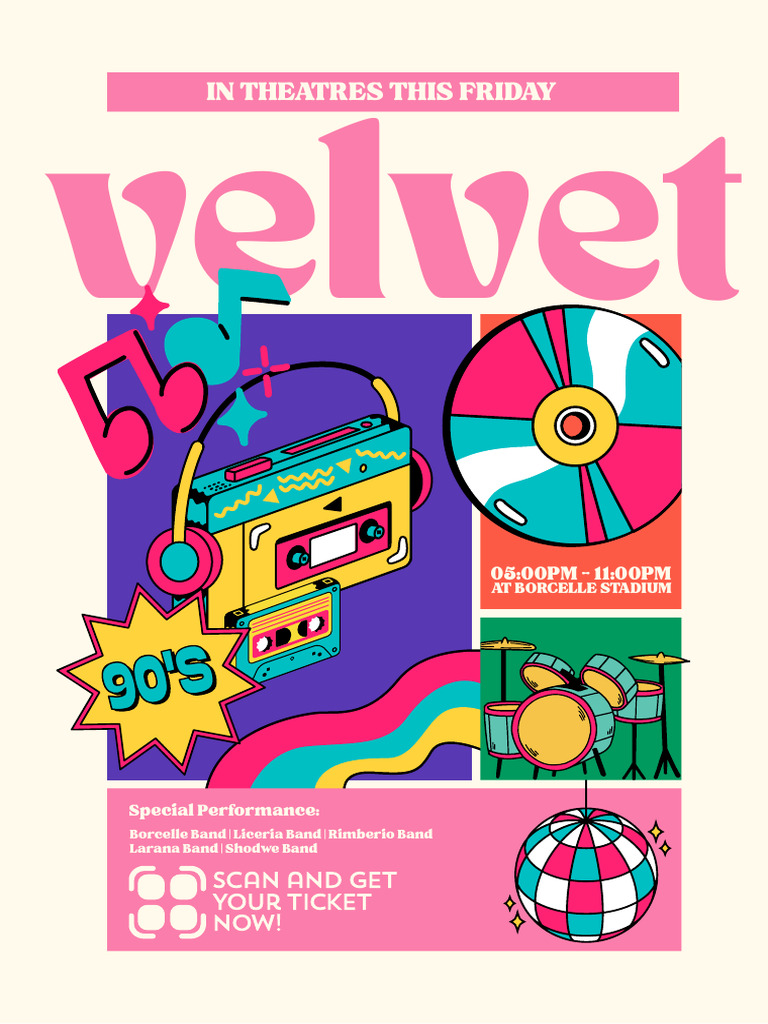 Beige Pink Retro Music Song Concert Fest Poster | PDF