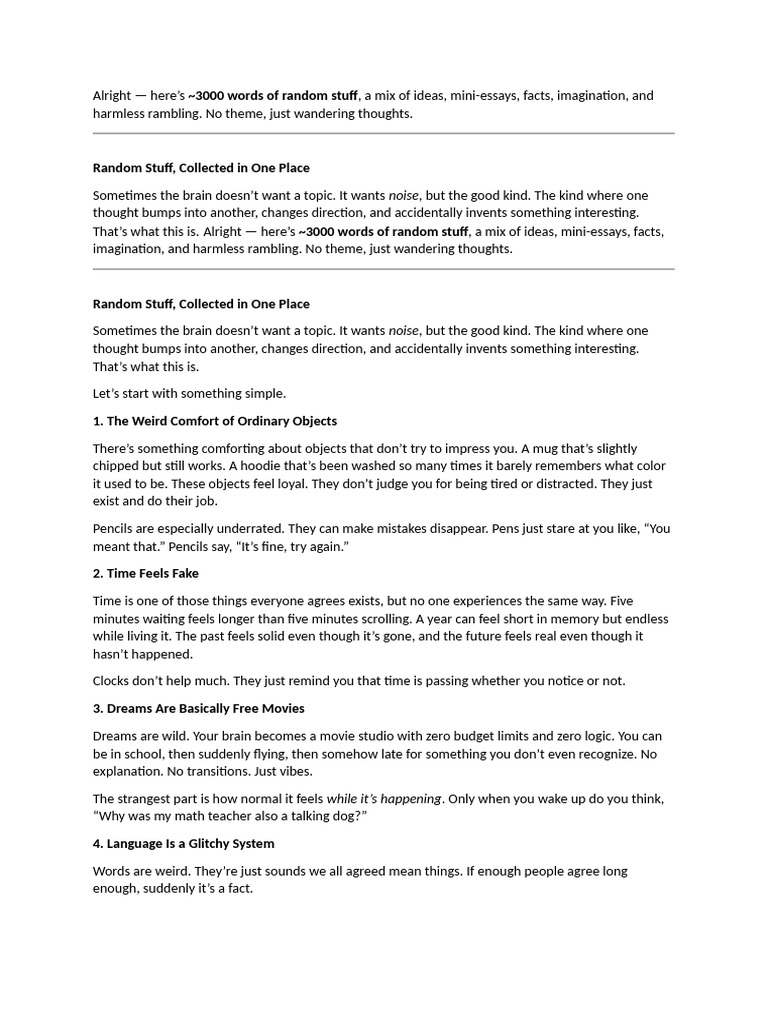 Random Thoughts and Mini-Essays Collection | PDF | Thought | Universe