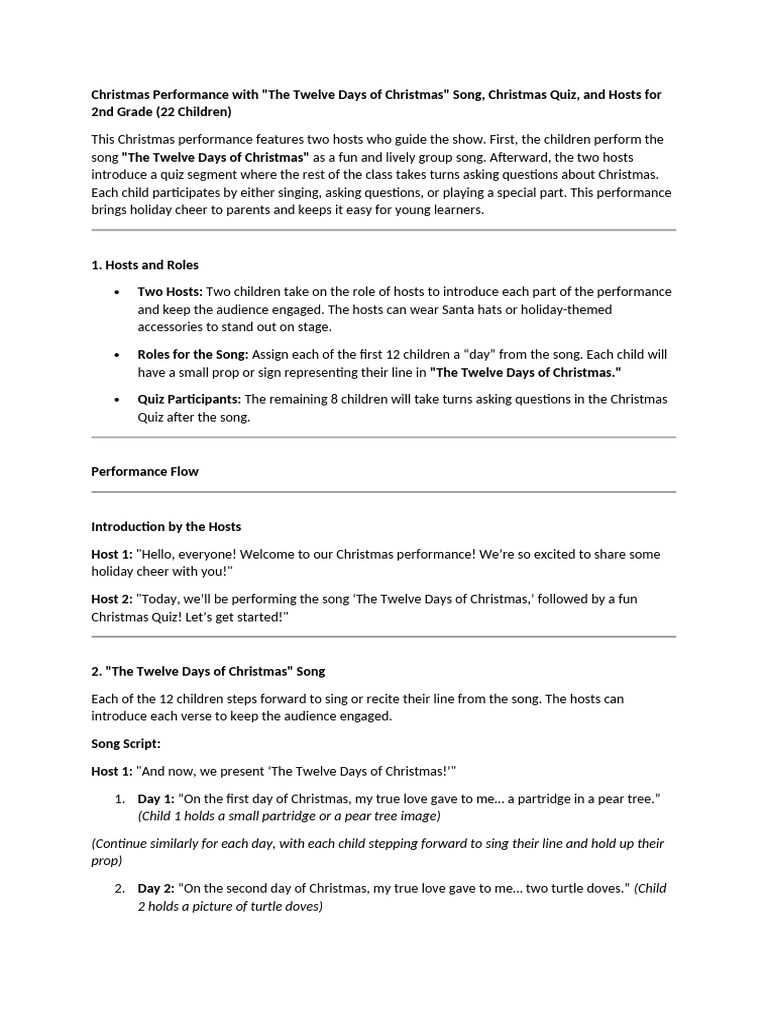 2nd Grade Christmas Performance Guide | PDF | Santa Claus | Christmas ...
