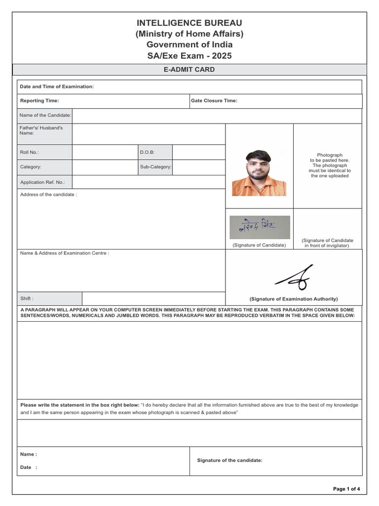 IB E-Admit Card Instructions 2025 | PDF | Identity Document