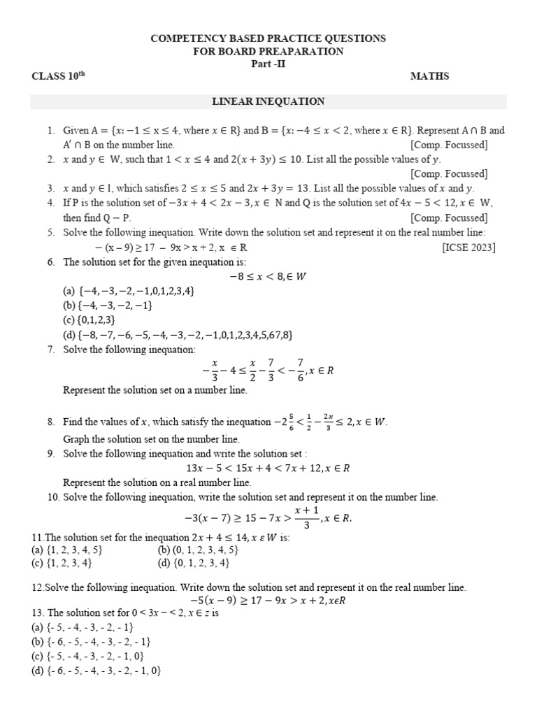 Class 10 Maths Competency Questions | PDF | Mathematics | Mathematical ...