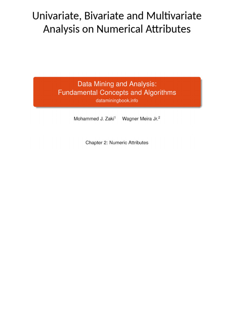 Unit II A - Univariate Bivariate and Mutilvariate Analysis of Numerical ...